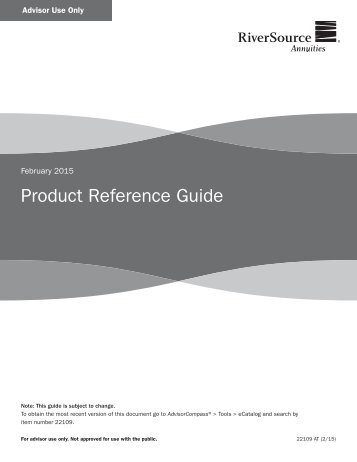Product Reference Guide - RiverSource