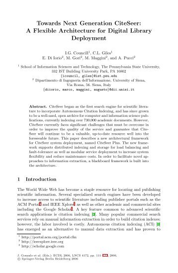 Towards Next Generation CiteSeer - Dr. C. Lee Giles - Penn State ...