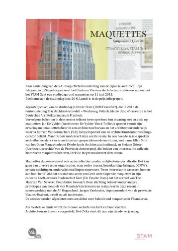 Het programma van de studiedag (PDF) - Centrum Vlaamse ...