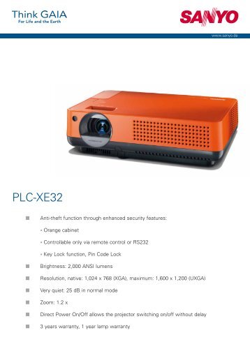 Projector Sanyo PLC-XE32 Datasheet