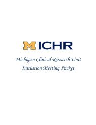 Michigan Clinical Research Unit Initiation Meeting Packet