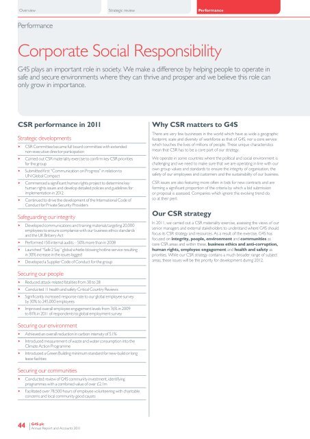 G4S Annual Report and Accounts 2011