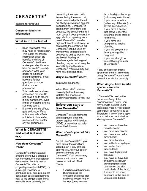 Cerazette Medsafe