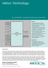 AES XTS CBC Xilinx core datasheet - Helion Technology Ltd