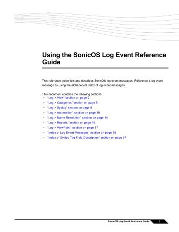 Using the SonicOS Log Event Reference Guide - SonicWALL