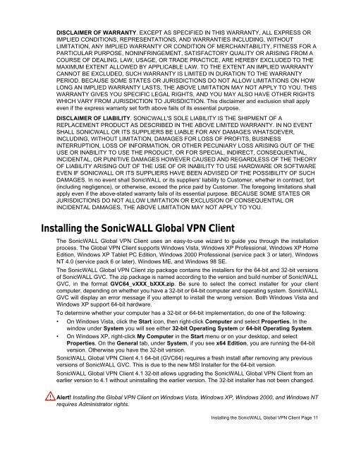 SonicWALL Global VPN Client 4.1 Administrator's Guide