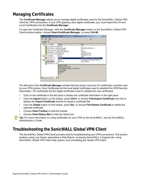 SonicWALL Global VPN Client 4.1 Administrator's Guide