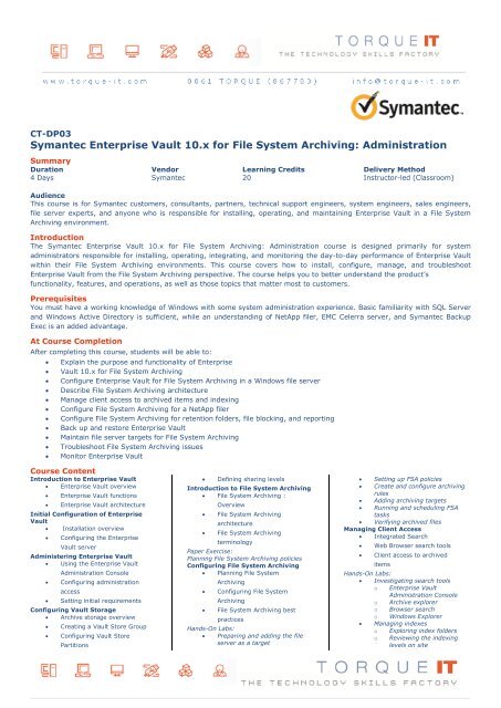 Compatibility Chart Enterprise Vault