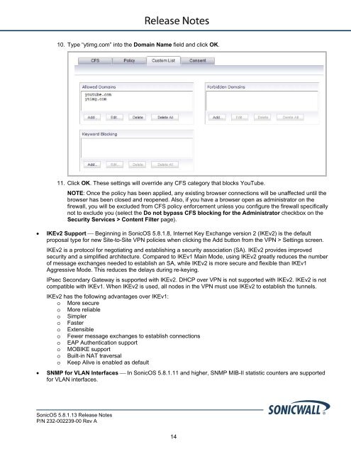SonicOS 5.8.1.13 Release Notes - SonicWALL