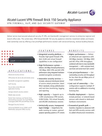 Alcatel-Lucent VPN Firewall Brick 150 Security Appliance