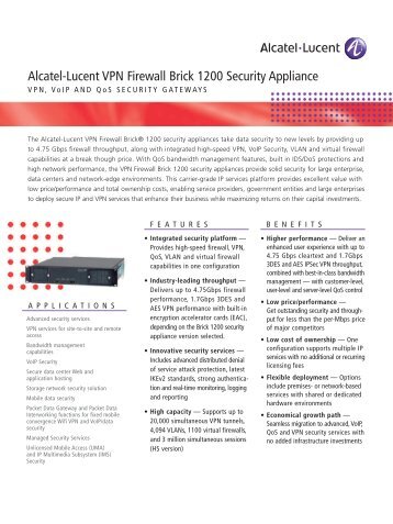 Download the VPN Firewall Brick 1200 Datasheet - SSP Telecom Inc.