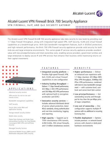 Alcatel-Lucent VPN Firewall Brick 700 Security Appliance