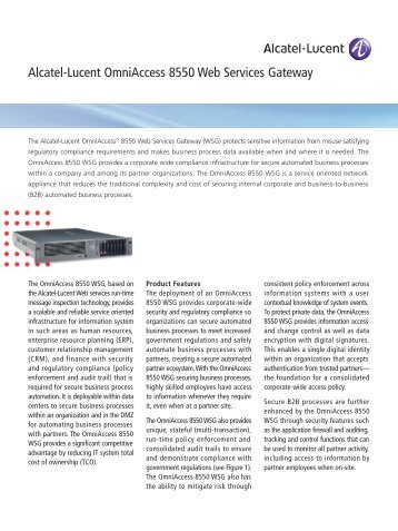 Alcatel-Lucent OmniAccess 8550 Web Services ... - SSP Telecom Inc.