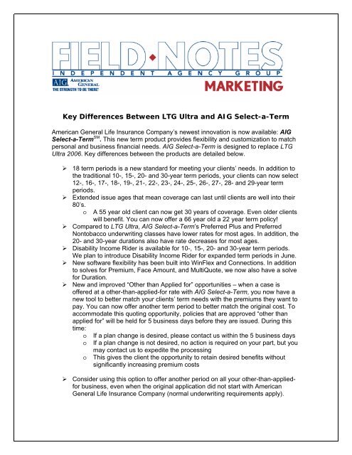 Key Differences Between LTG Ultra and AIG Select-a-Term - AIG.com