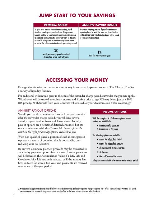 NORTH AMERICAN CHARTERSM 10 - Immediate Annuities