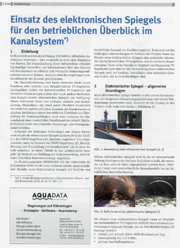Einsatz des Elektronischen Kanalspiegels für den betrieblichen Überblick im Kanalsystem - Artikel in der Korrespondenz Abwasser-Betriebsinfo April 2015