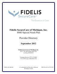 Fidelis SecureCare of Michigan, Inc. Provider Directory