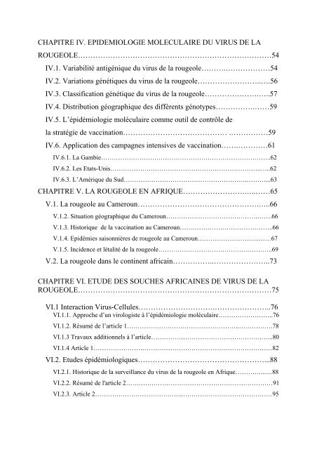 SOUCHES AFRICAINES DU VIRUS DE LA ROUGEOLE : ETUDE ...