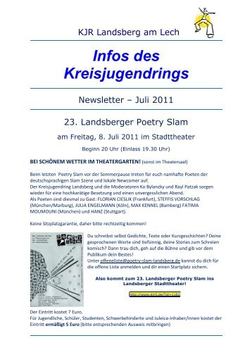 Infos des Kreisjugendrings - Kreisjugendring Landsberg am Lech