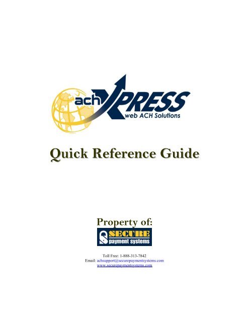 achXPRESS Quick Reference Guide - Secure Payment Systems