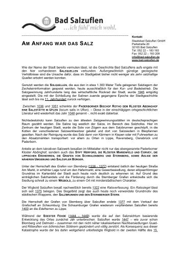 AM ANFANG WAR DAS SALZ - Staatsbad Salzuflen