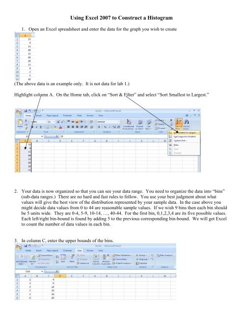 Histogram with Excel 2007