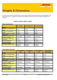 Weights and dimensions - DHL