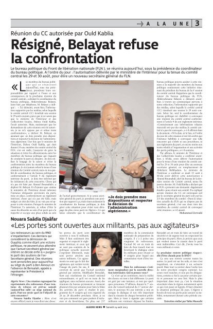 Fr-24-08-2013 - Algérie news quotidien national d'information