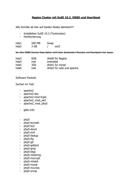 Nagios Cluster mit SuSE 10 - Nagios-Wiki