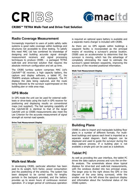 CRIBS(TM) TETRA Walk-Test and Drive-Test Solution.pub - Critical ...