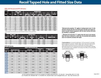 Recoil British Thread & 8 TPI Tapped Hole and ... - Maryland Metrics