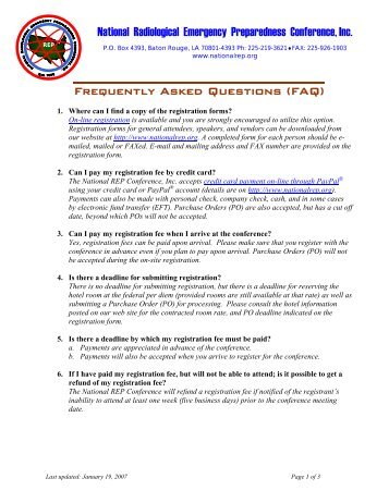 Frequently Asked Questions (FAQ) National ... - National REP