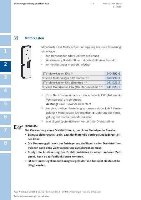 blueMatic EAV Motorische-Automatik- Verriegelung ...