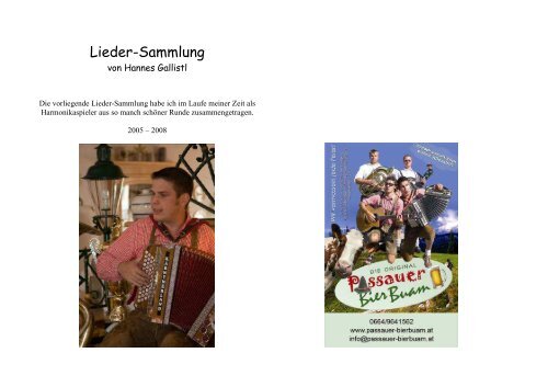 Lieder-Sammlung - Die ORIGINAL Passauer Bierbuam