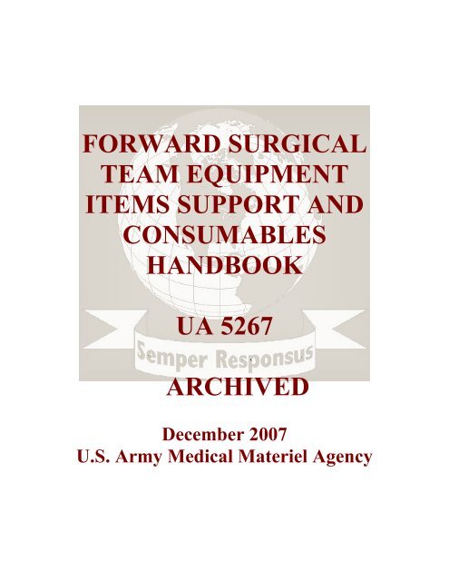 forward surgical team equipment items support and consumables