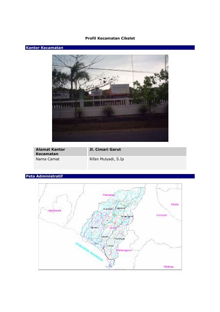 Profil Kecamatan Cikelet Kantor Kecamatan Alamat Kantor