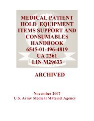 Forward surgical team equipment items support and consumables