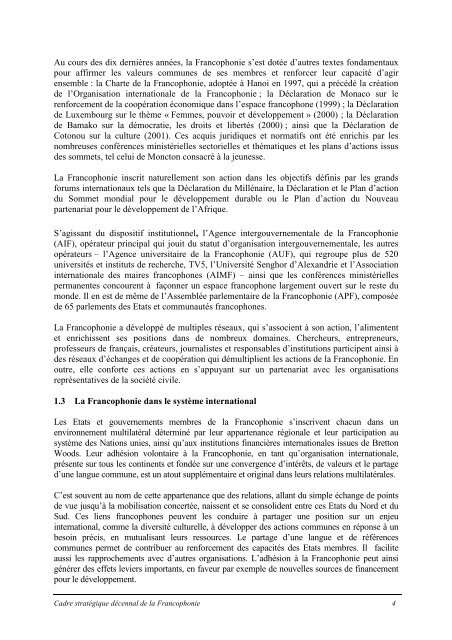 Cadre stratÃ©gique dÃ©cennal - Organisation internationale de la ...