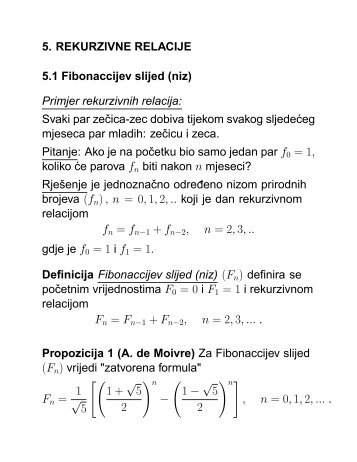 Rekurzivne relacije - FESB