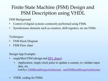 VHDL for FSMs - EE427 Digital Systems Design & VHDL