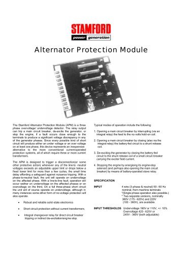 Alternator protection module - Frontier Power Products