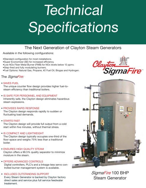 Technical Specifications - Clayton Industries