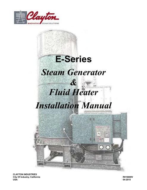 Steam Generator Installation Manual - Clayton Industries