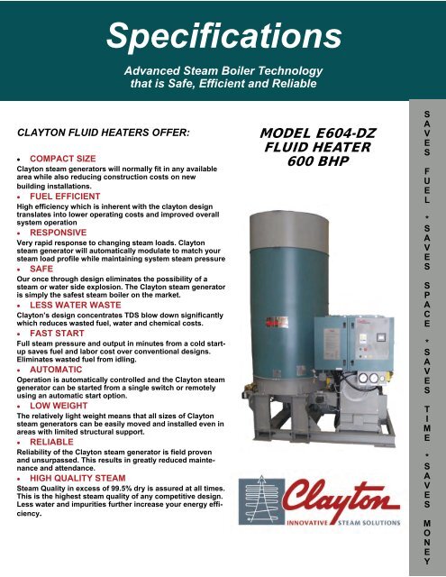 Model E604-DZ, 600 BHP Fluid Heater ... - Clayton Industries