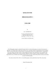 SOMATOTYPE BIBLIOGRAPHY I 1938-1989 - Somatotype.org