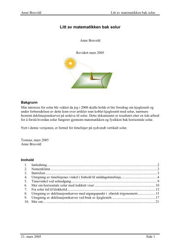 Dette er et dokument som viser noe av matematikken bak solur