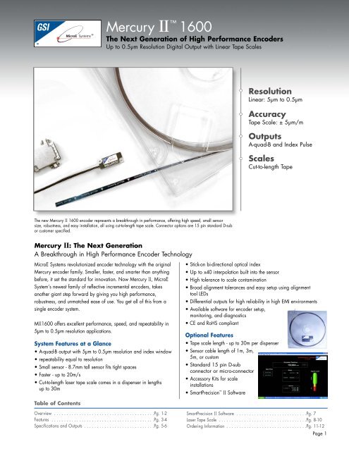 Mercury II 1600-Data Sheet - MicroE Systems