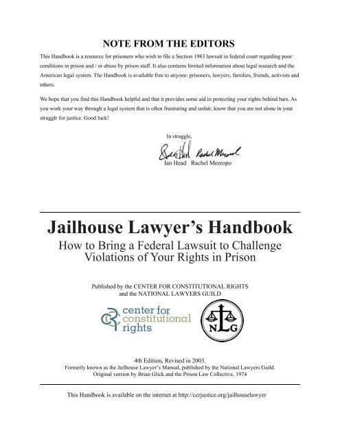 Jailhouse Lawyer's Handbook - Sentencing and Justice Reform ...