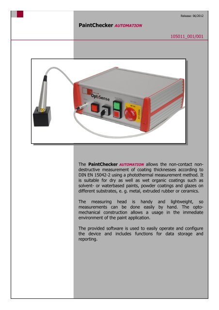 PaintChecker AUTOMATION - OptiSense GmbH & Co. KG