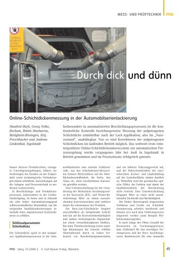 Durch dick und dÃ„Â¯nn - OptiSense GmbH & Co. KG